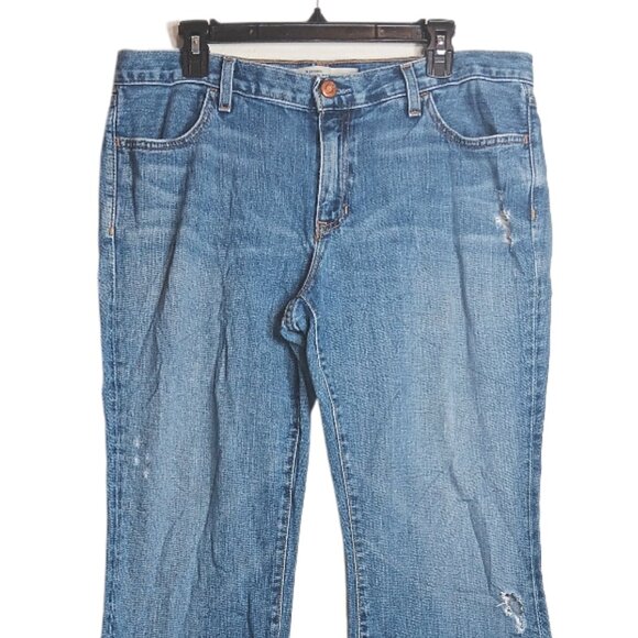 GAP Bootcut Jeans Womens 14 Medium Wash Mid Rise Distressed Crop Denim - Picture 2 of 4